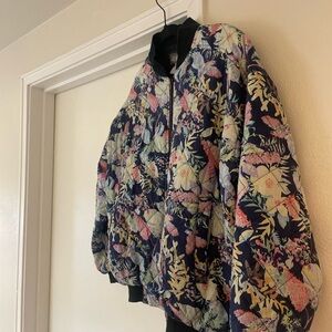 Paris Sport Club Vintage Silk Floral Quilted Bomber Jacket